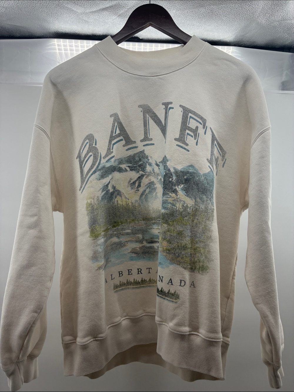 Abercrombie & Fitch Cream Banff Graphic Crewneck Sweatshirt